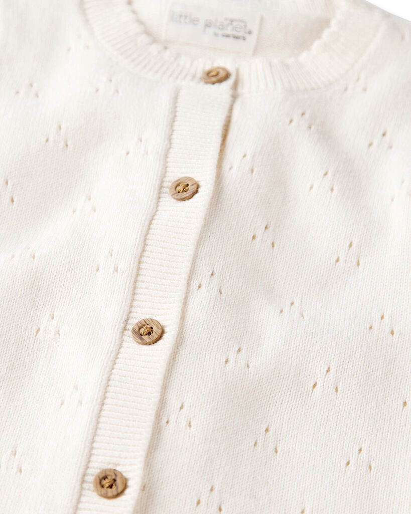 slide 2 of 3, Littleplanet Baby Organic Cotton Sweater Knit Pointelle Jumpsuit Sweet Cream NB, 1 ct