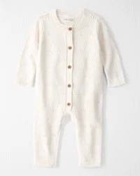 Littleplanet Baby Organic Cotton Sweater Knit Pointelle Jumpsuit Sweet Cream NB