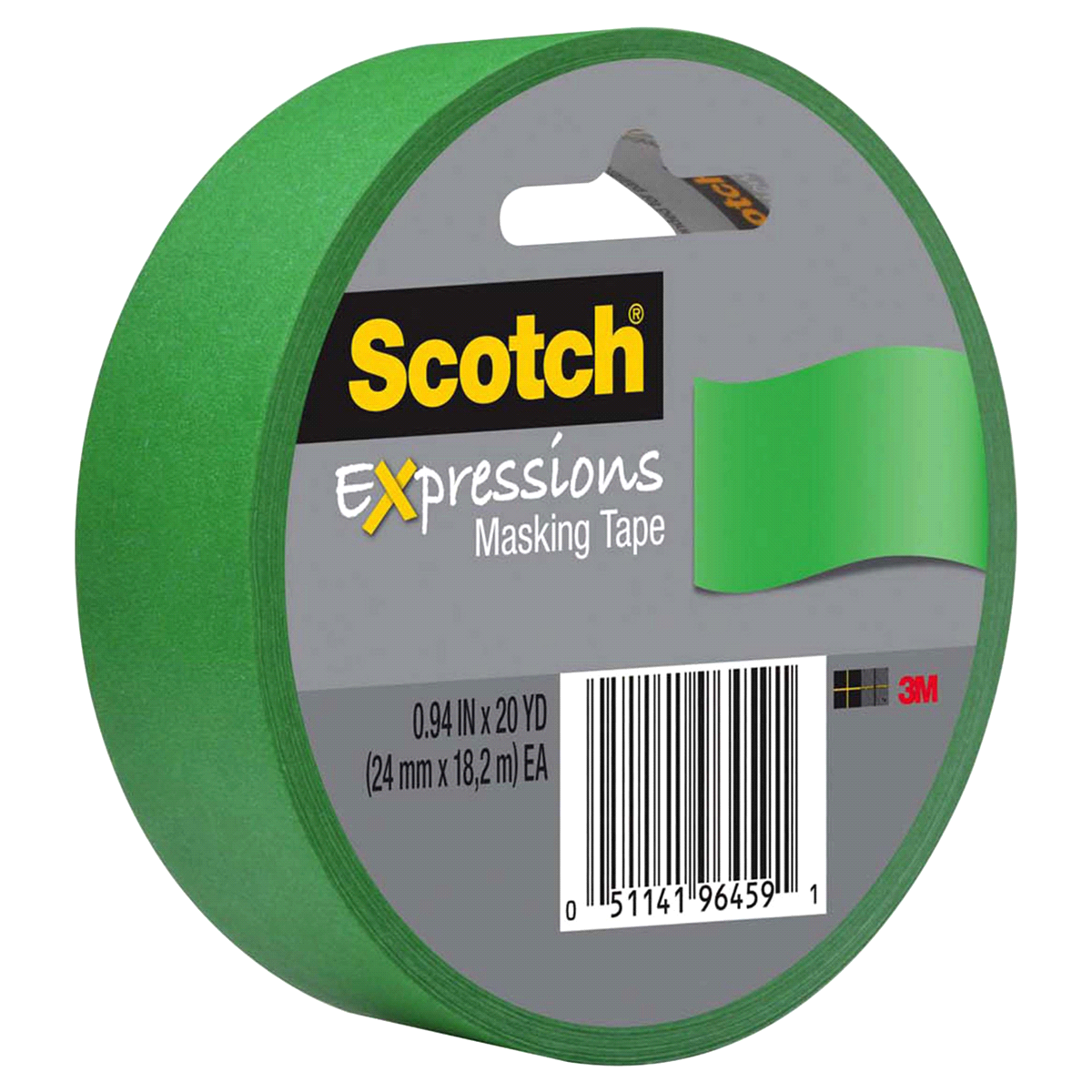 slide 1 of 1, Scotch Expressions Masking Tape,.94 in x 20 yd /Pack, Primary Green, 20 yd