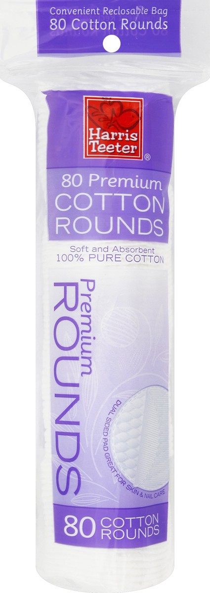 slide 2 of 2, Harris Teeter Personals 100% Cotton Cosmetic Pads - Round, 80 ct