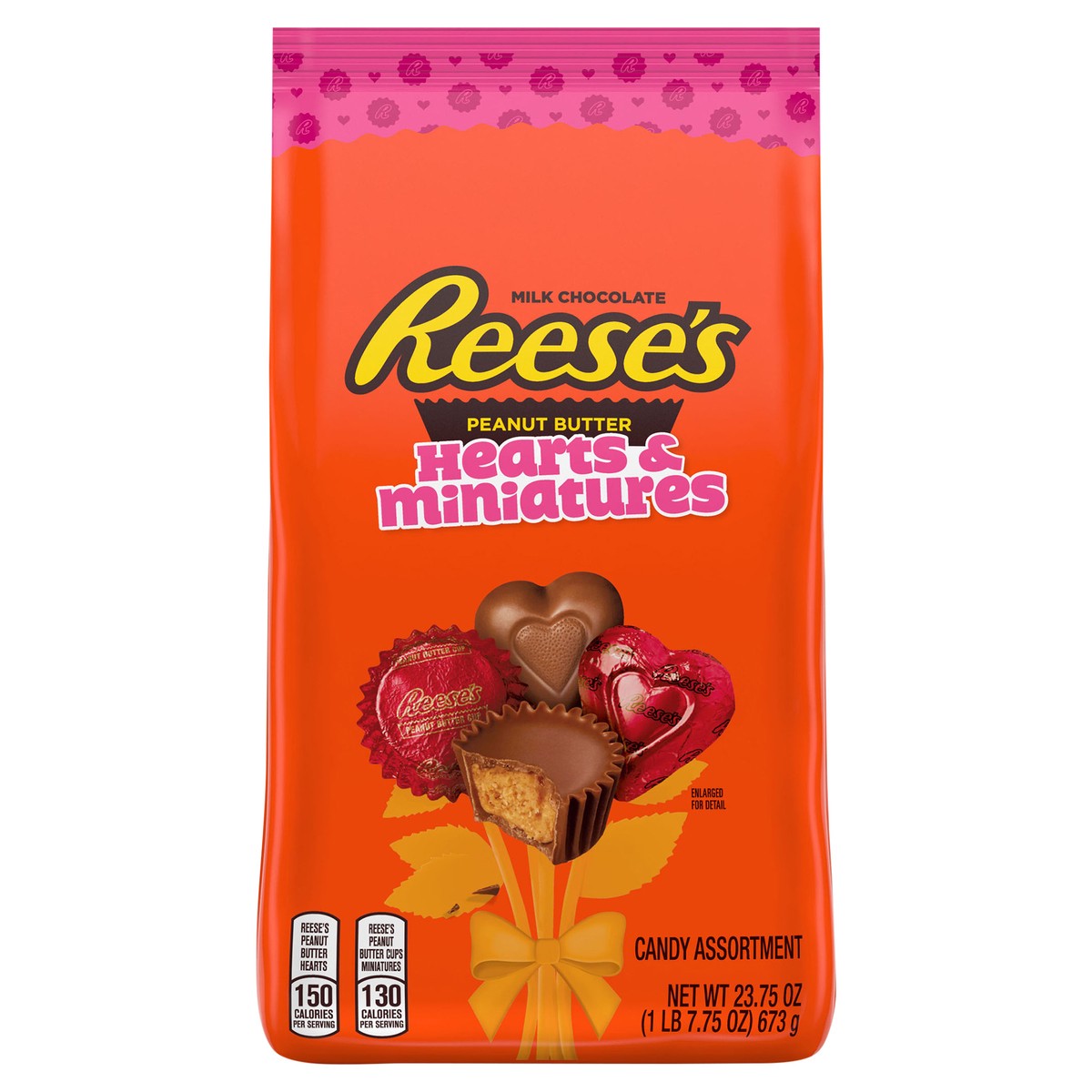 slide 1 of 1, Reese's Hearts & Miniatures Milk Chocolate Peanut Butter Candy Assortment 23.75 oz, 23.75 oz