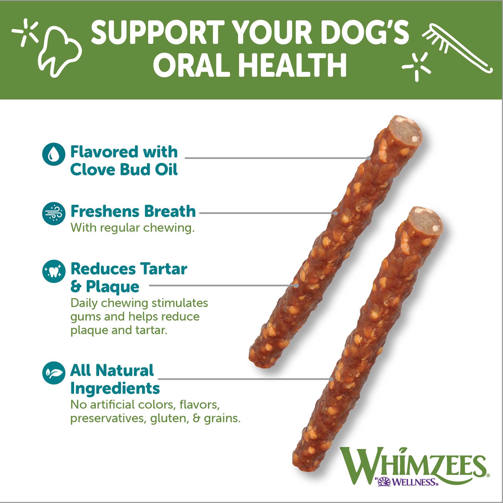 slide 4 of 4, Whimzees Veggie Sausage Dog Dental Treat - Natural, 1 Count, 1 ct