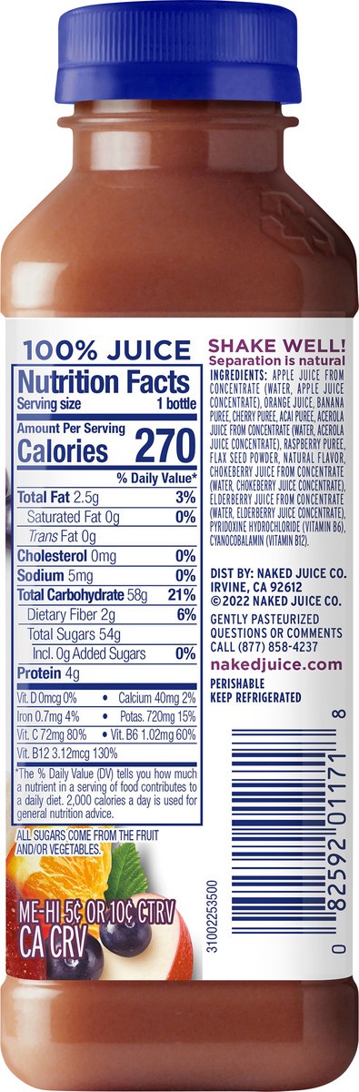 slide 2 of 7, Naked Juice Raspberry Cherry ACAI - 15.20 fl oz, 15.20 fl oz