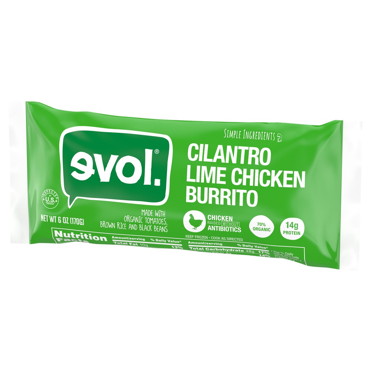 slide 2 of 7, EVOL Evol Cilantro Lime Chicken Burrito, Frozen Meal, 6 oz., 6 oz