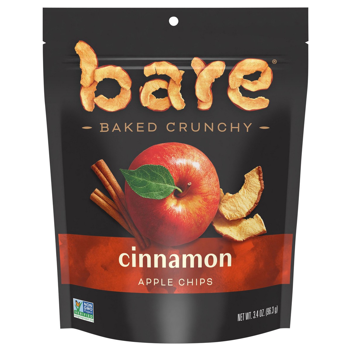 slide 1 of 34, Bare Baked Crunchy Apple Chips Cinnamon 3.4 Oz, 3.4 oz