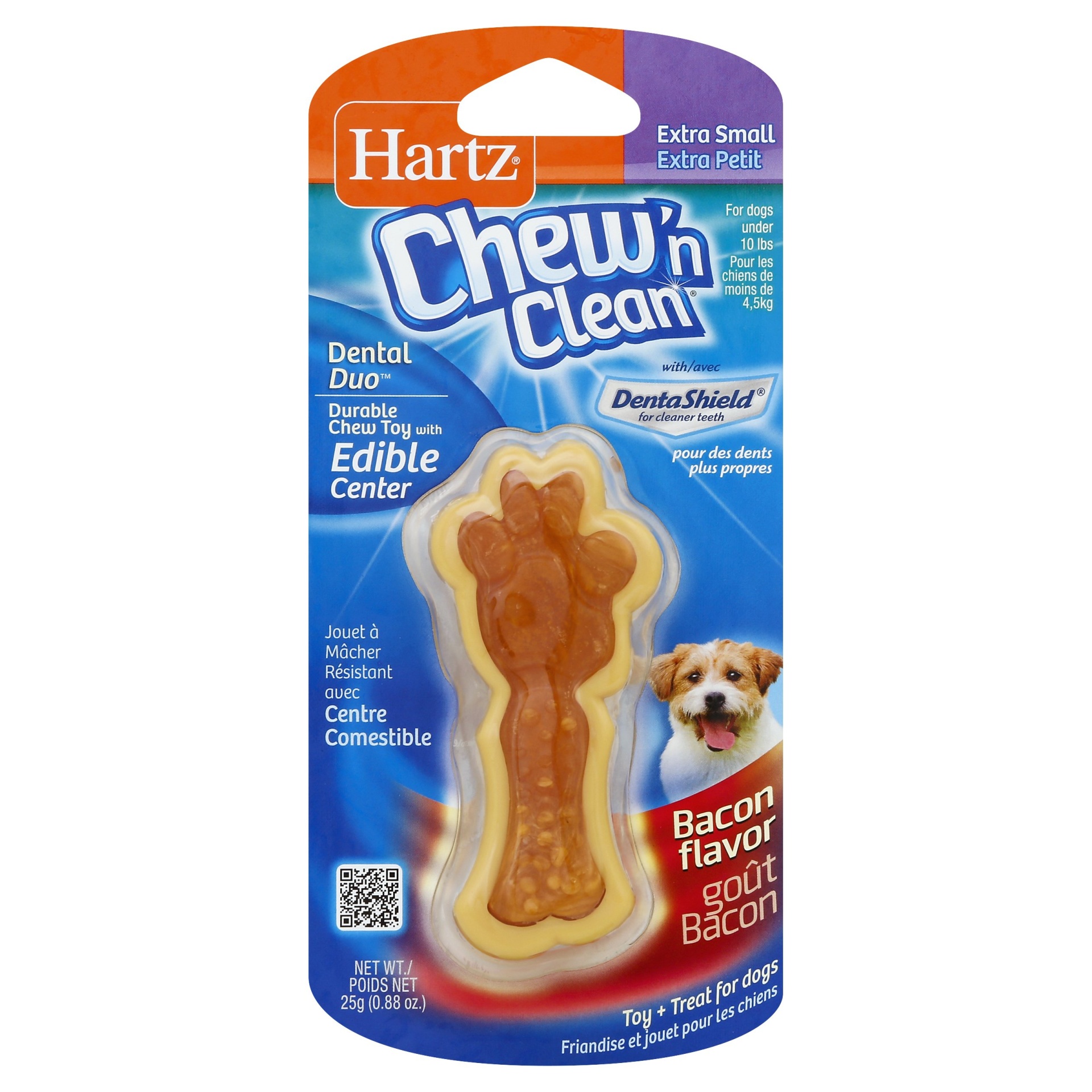 slide 1 of 1, Hartz Tiny Dog Dental Duo Bacon Flavor Chew Toy Small, 1 ct