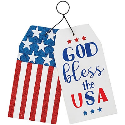 slide 1 of 1, Destination Holiday God Bless The USA Tag Wall Dcor, 1 ct