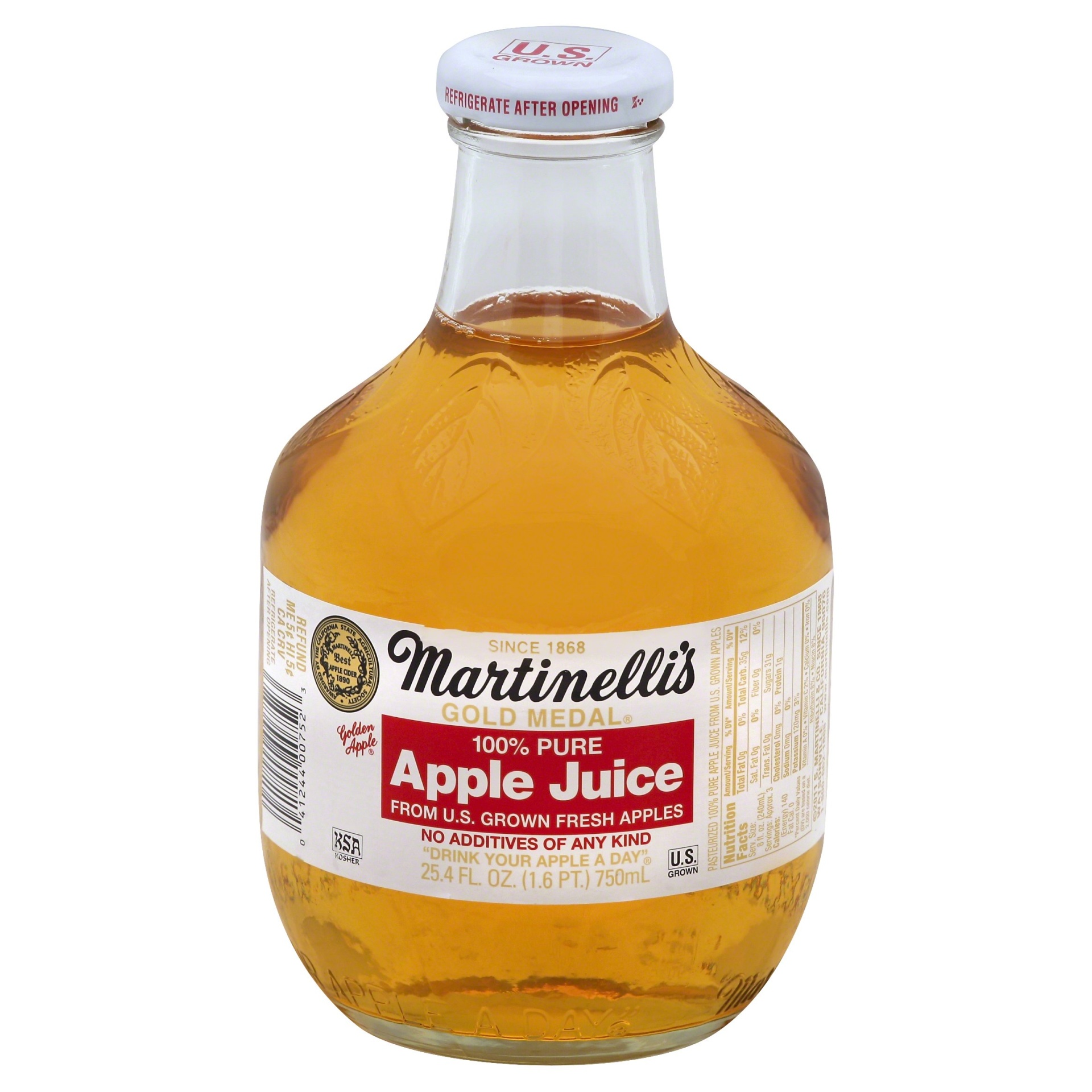 slide 1 of 4, Martinelli's Gold Medal 100% Pure Apple Juice, 25.4 oz