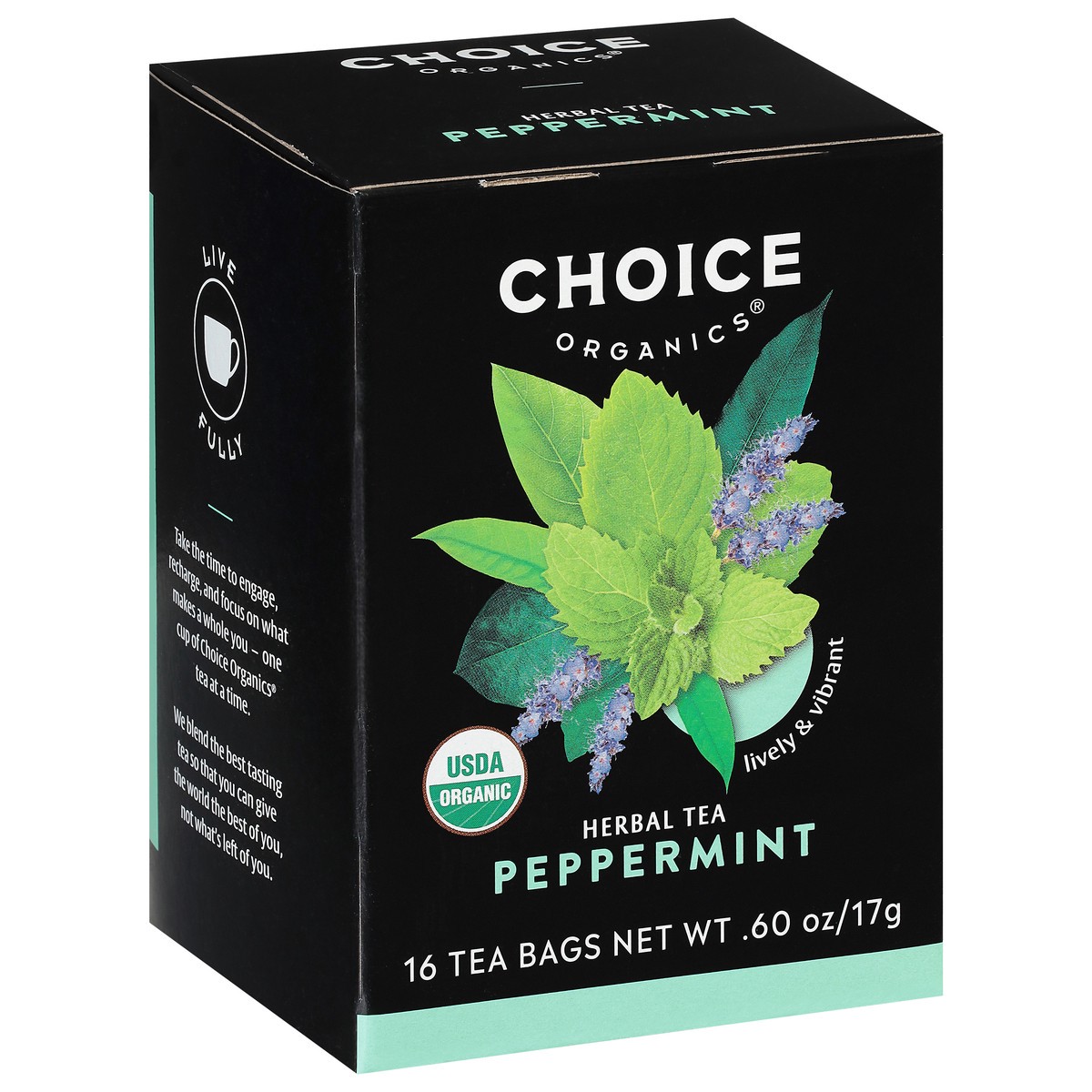 slide 7 of 10, Choice Organics Peppermint Tea, Caffeine Free, Herbal Tea Bags, 16 Count, 16 ct