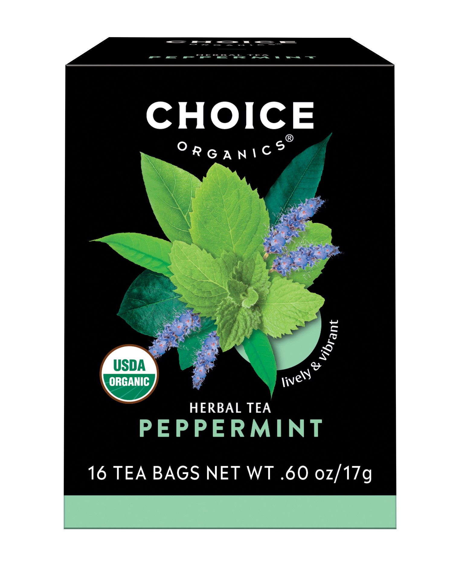 slide 1 of 10, Choice Organics Peppermint Tea, Caffeine Free, Herbal Tea Bags, 16 Count, 16 ct