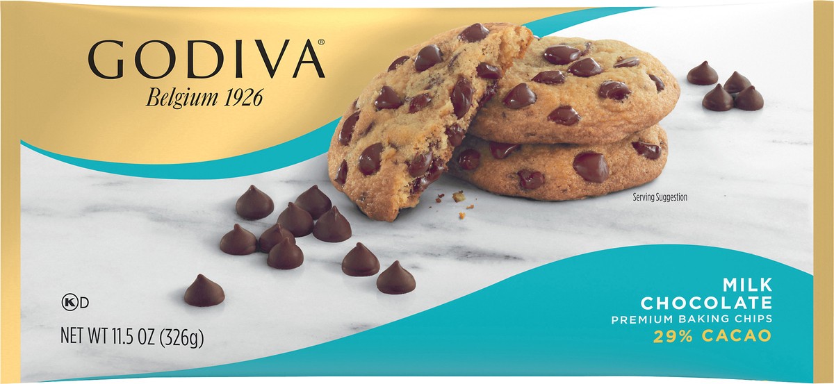 slide 1 of 10, GODIVA Milk Chocolate Premium Baking Chips, 11 oz Bag, 11.5 oz