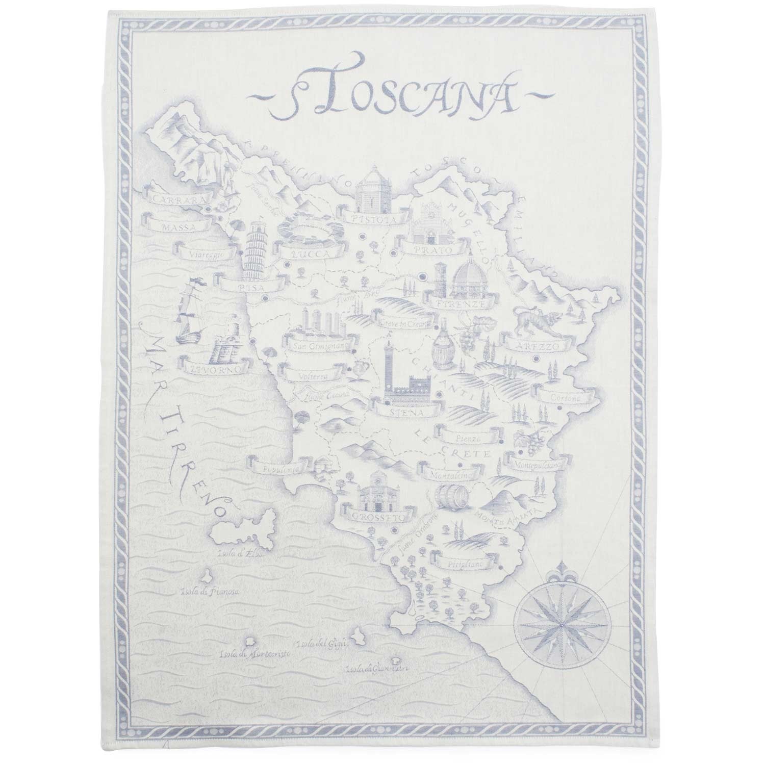 slide 1 of 1, Sur La Table Toscana Jacquard Kitchen Towel, Blue, 30 in x 20 in