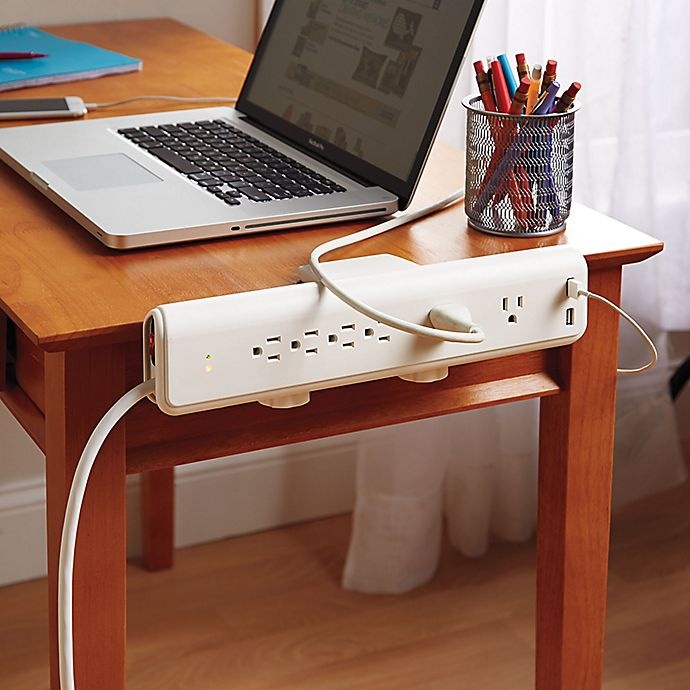 slide 3 of 3, STANLEY 6-Outlet Desk Clamp Surge Protector with USB Charging Ports, 1 ct