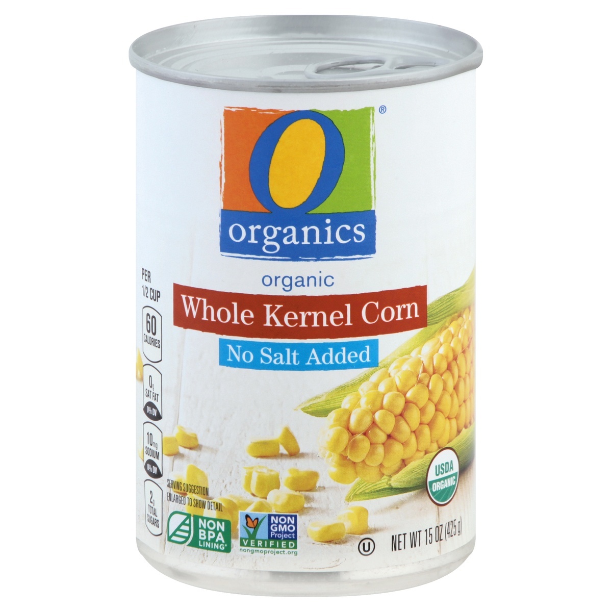 slide 1 of 7, O Organics Corn Whole Kernel No Salt Added, 15 oz