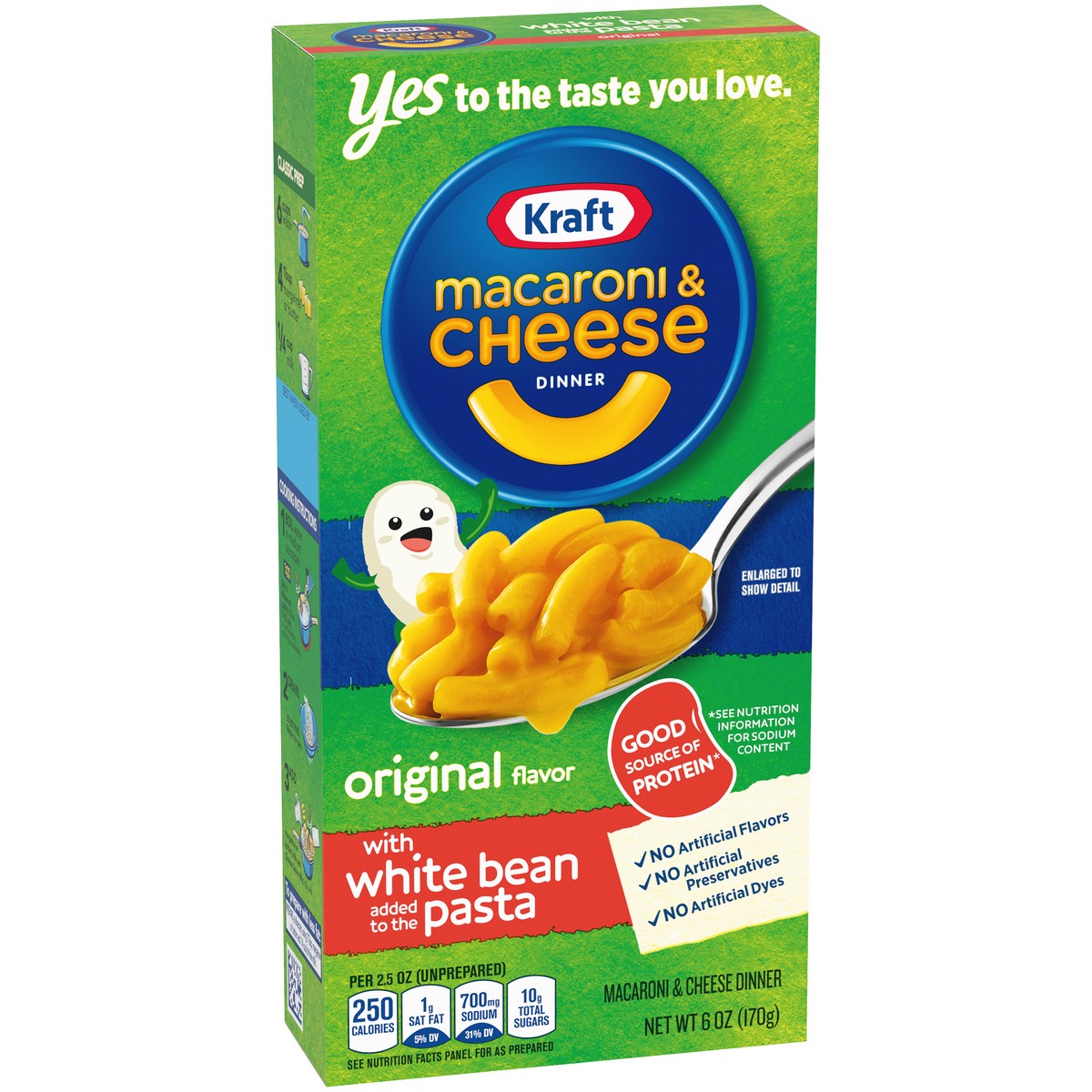 slide 4 of 9, Kraft Original Mac & Cheese Macaroni and Cheese Dinner with White Bean Added to the Pasta, 6 oz Box, 6 oz