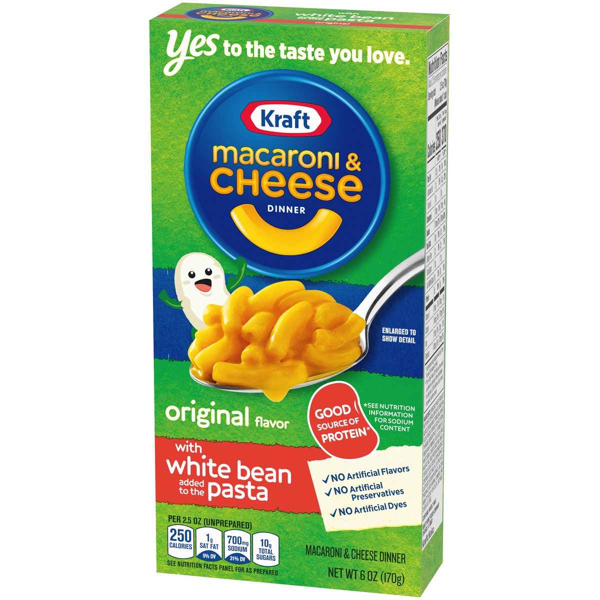 slide 5 of 9, Kraft Original Mac & Cheese Macaroni and Cheese Dinner with White Bean Added to the Pasta, 6 oz Box, 6 oz