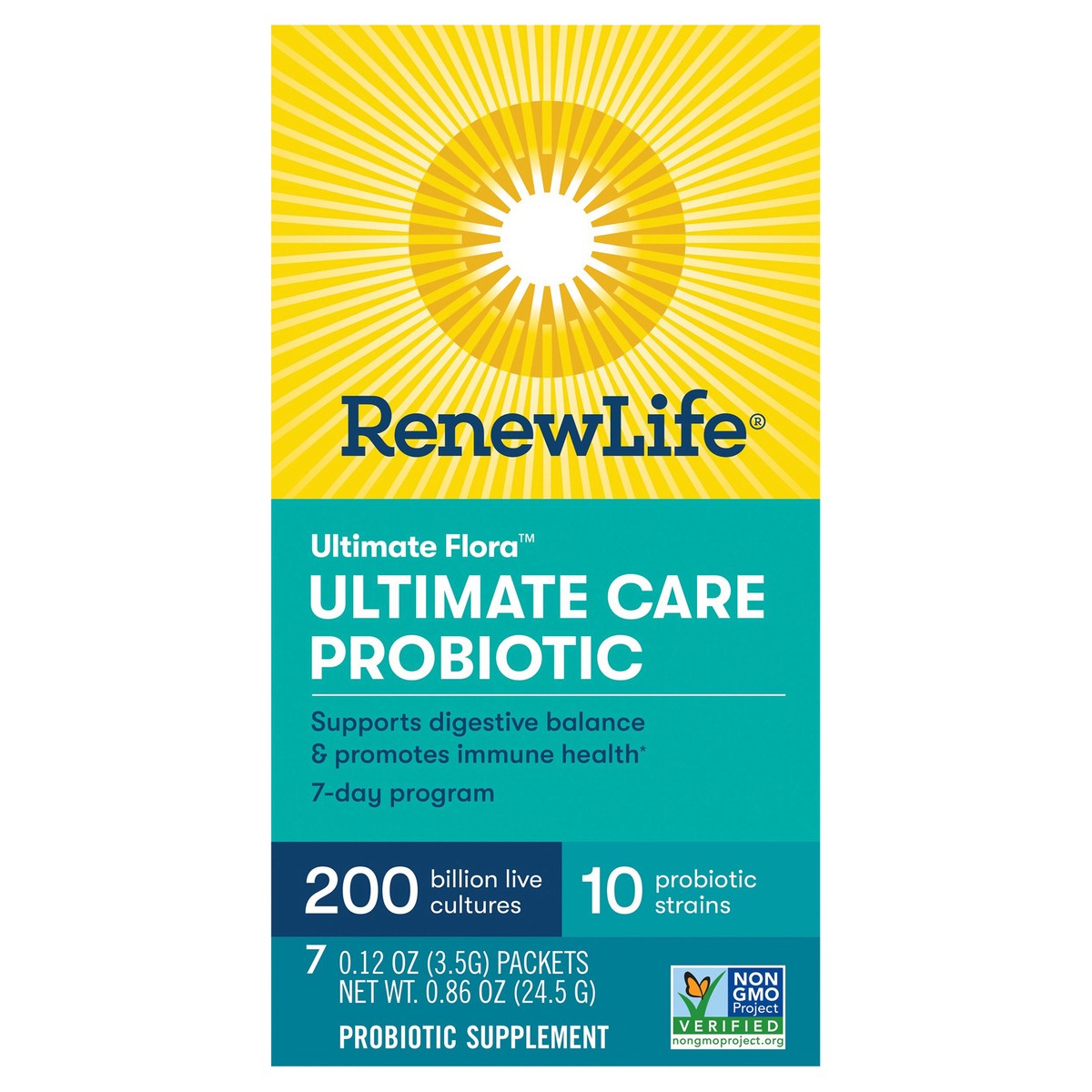 slide 1 of 5, Renew Life Ultimate Flora™ Adult Ultimate Care Probiotic, 200 Billion CFU, 7 Packets, 0.86 oz