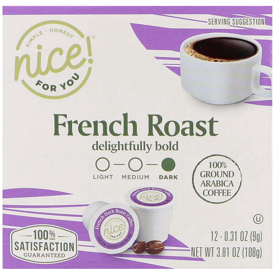 slide 2 of 5, Nice! For You French Roast Coffee Single Serve Cups French Roast, 0.31 oz x 12 ct