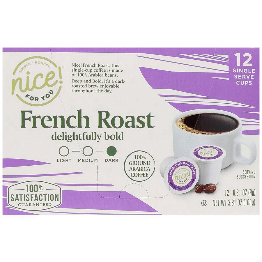 slide 4 of 5, Nice! For You French Roast Coffee Single Serve Cups French Roast, 0.31 oz x 12 ct