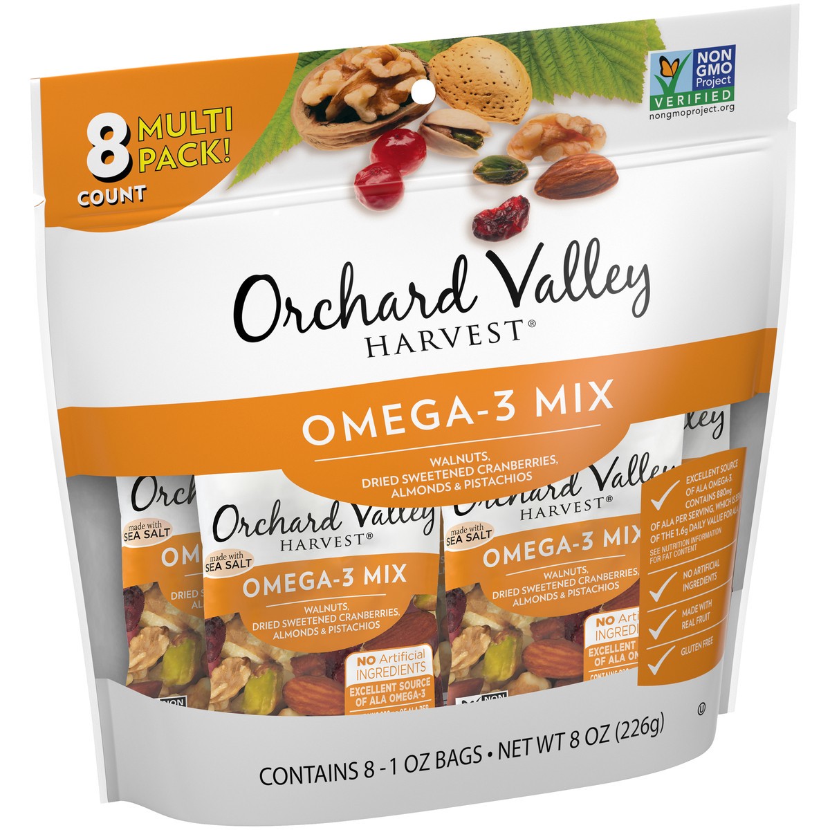 slide 2 of 9, Orchard Valley Harvest Omega-3 Mix 8-1 oz. Bags, 8 oz