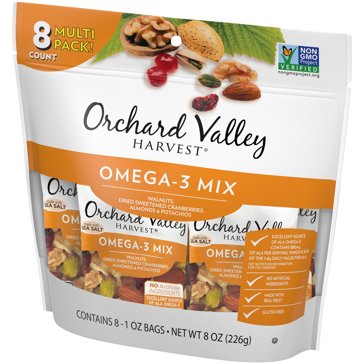 slide 3 of 9, Orchard Valley Harvest Omega-3 Mix 8-1 oz. Bags, 8 oz