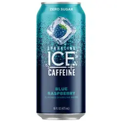 Sparkling Ice +Caffeine Blue Raspberry 16oz Can