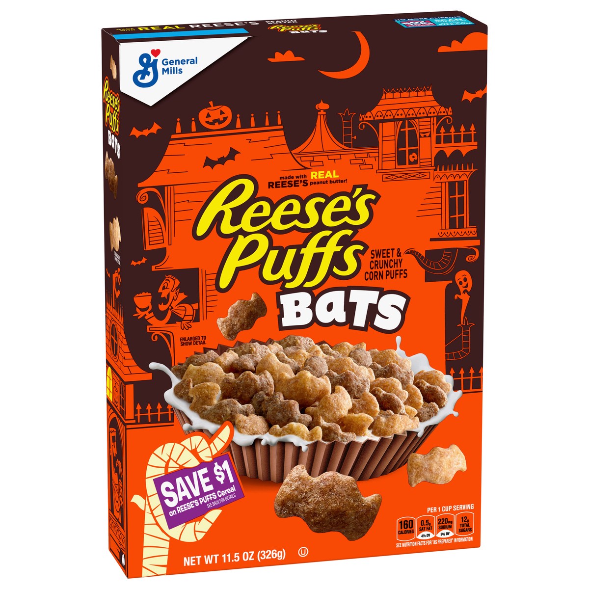 slide 2 of 11, Reese's Puffs Bats Breakfast Cereal, 11.5 oz