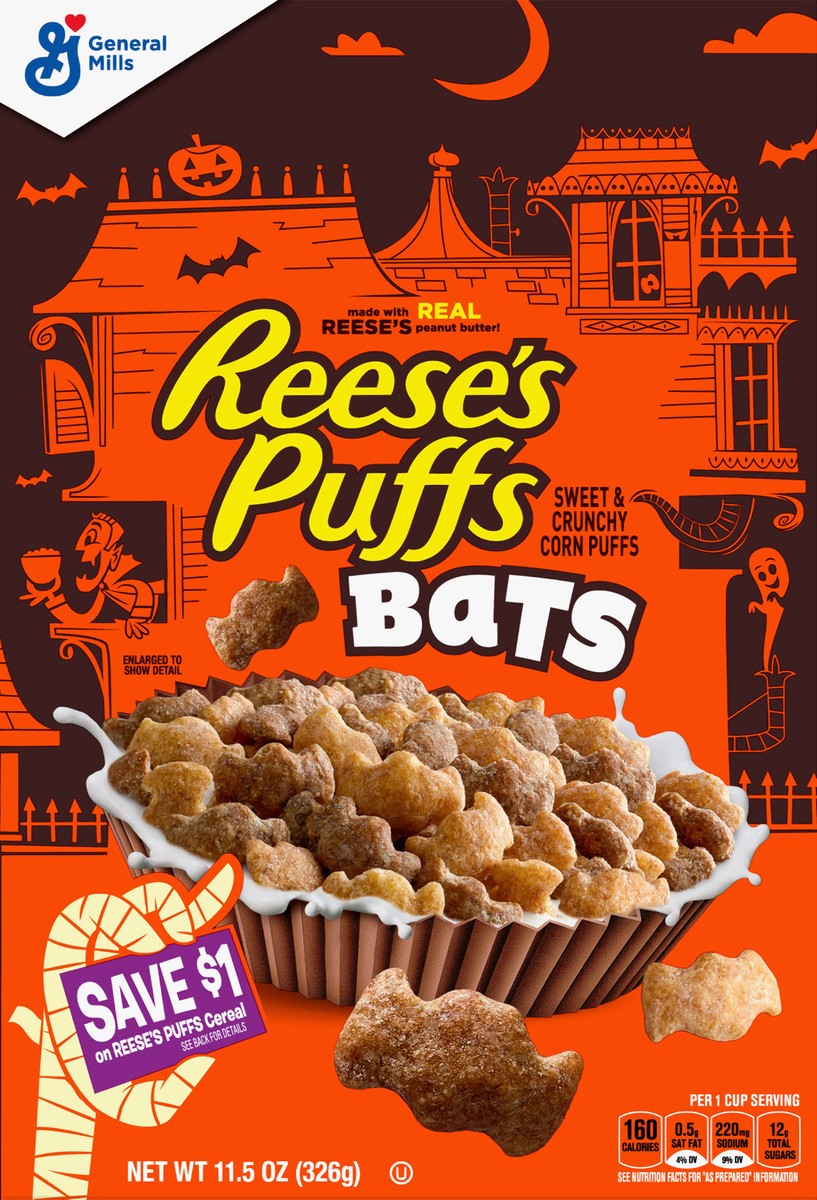 slide 9 of 11, Reese's Puffs Bats Breakfast Cereal, 11.5 oz