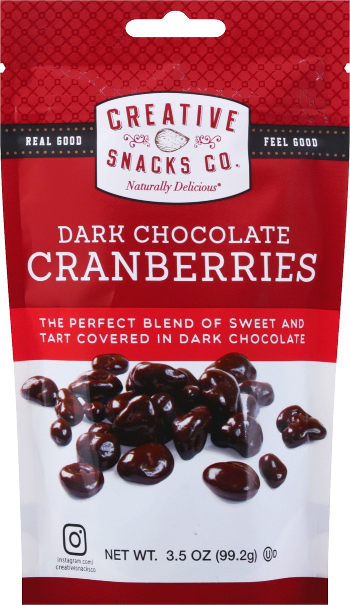 slide 5 of 13, Creative Snacks Dark Chocolate Cranberries 3.5 oz, 3.5 oz