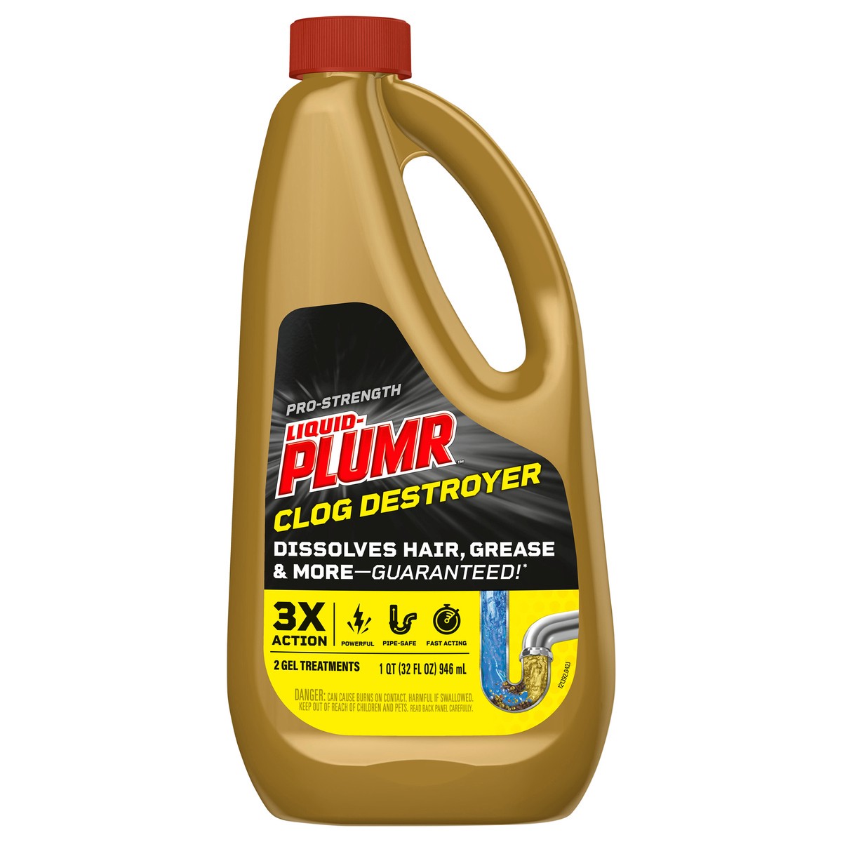 slide 1 of 4, Liquid-Plumr Pro-Strength Clog Destroyer Gel with PipeGuard Liquid Drain Cleaner, 1 qt