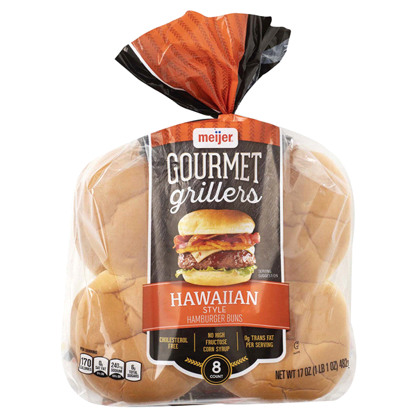 slide 1 of 2, Meijer Gourmet Griller Hawaiian Hamburger Bun, 8 ct