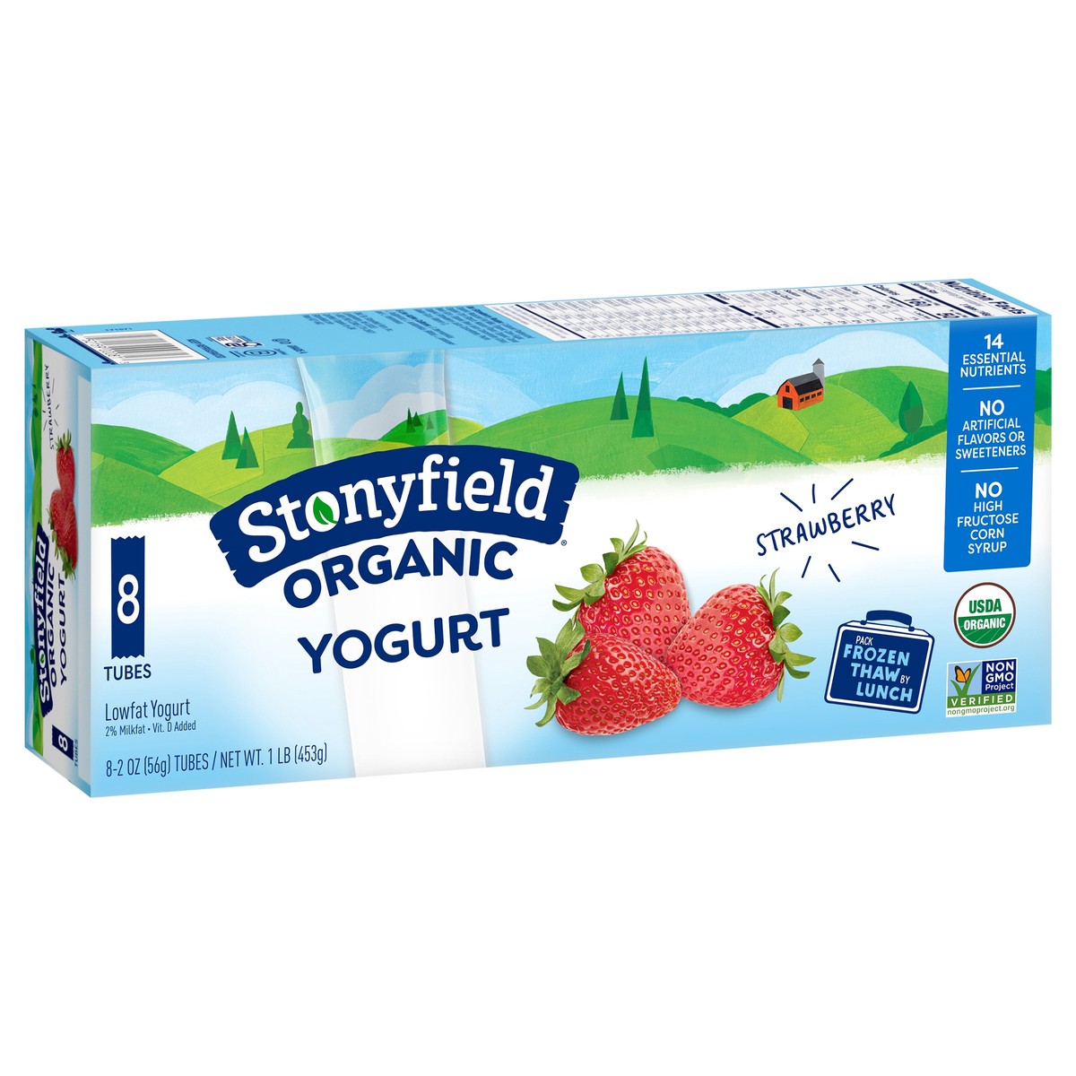 slide 2 of 8, Stonyfield Organic Kids Strawberry Lowfat Yogurt Tubes, 8 Ct, 8 ct