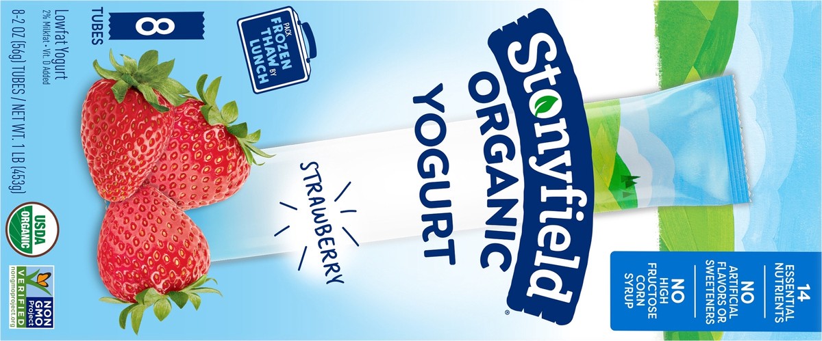slide 4 of 8, Stonyfield Organic Kids Strawberry Lowfat Yogurt Tubes, 8 Ct, 8 ct