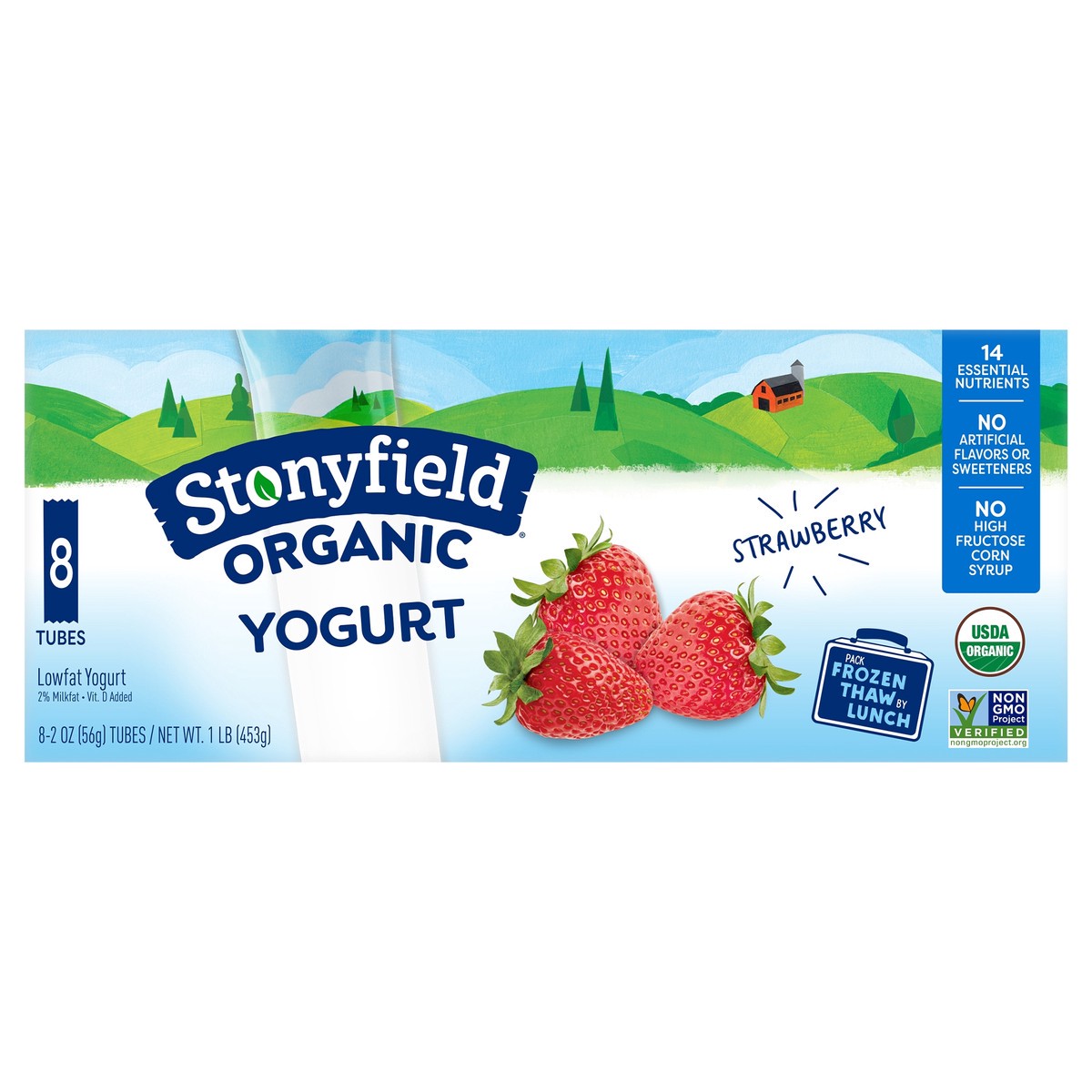 slide 1 of 8, Stonyfield Organic Kids Strawberry Lowfat Yogurt Tubes, 8 Ct, 8 ct