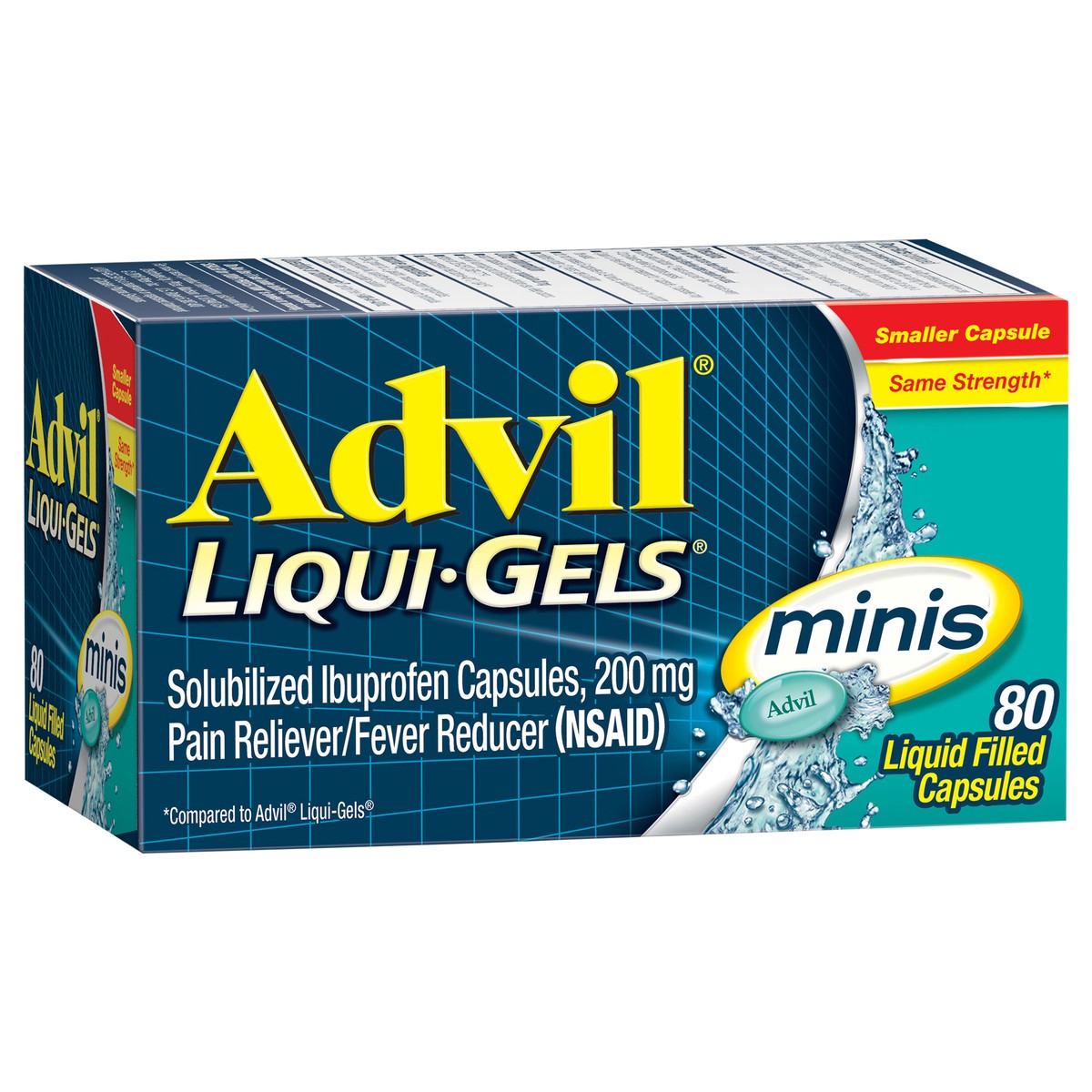slide 2 of 9, Advil Liqui-Gel Minis Pain Reliever & Fever Reducer Gelcaps - Ibuprofen (NSAID) - 80ct, 80 ct