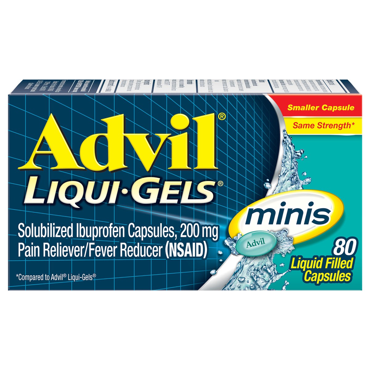slide 1 of 9, Advil Liqui-Gel Minis Pain Reliever & Fever Reducer Gelcaps - Ibuprofen (NSAID) - 80ct, 80 ct