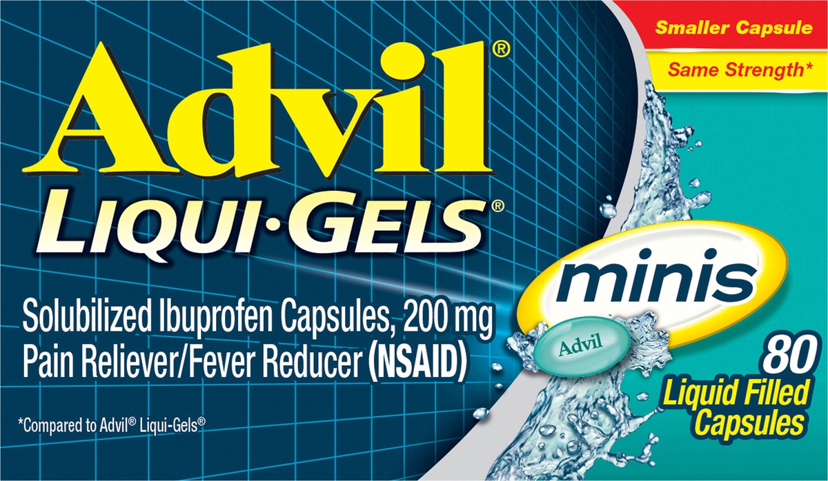slide 6 of 9, Advil Liqui-Gel Minis Pain Reliever & Fever Reducer Gelcaps - Ibuprofen (NSAID) - 80ct, 80 ct