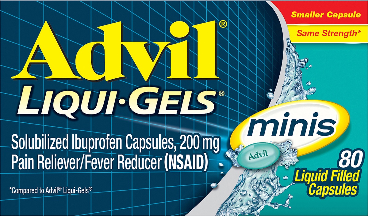 slide 6 of 7, Advil Liqui-Gel Minis Pain Reliever & Fever Reducer Gelcaps - Ibuprofen (NSAID), 80 ct