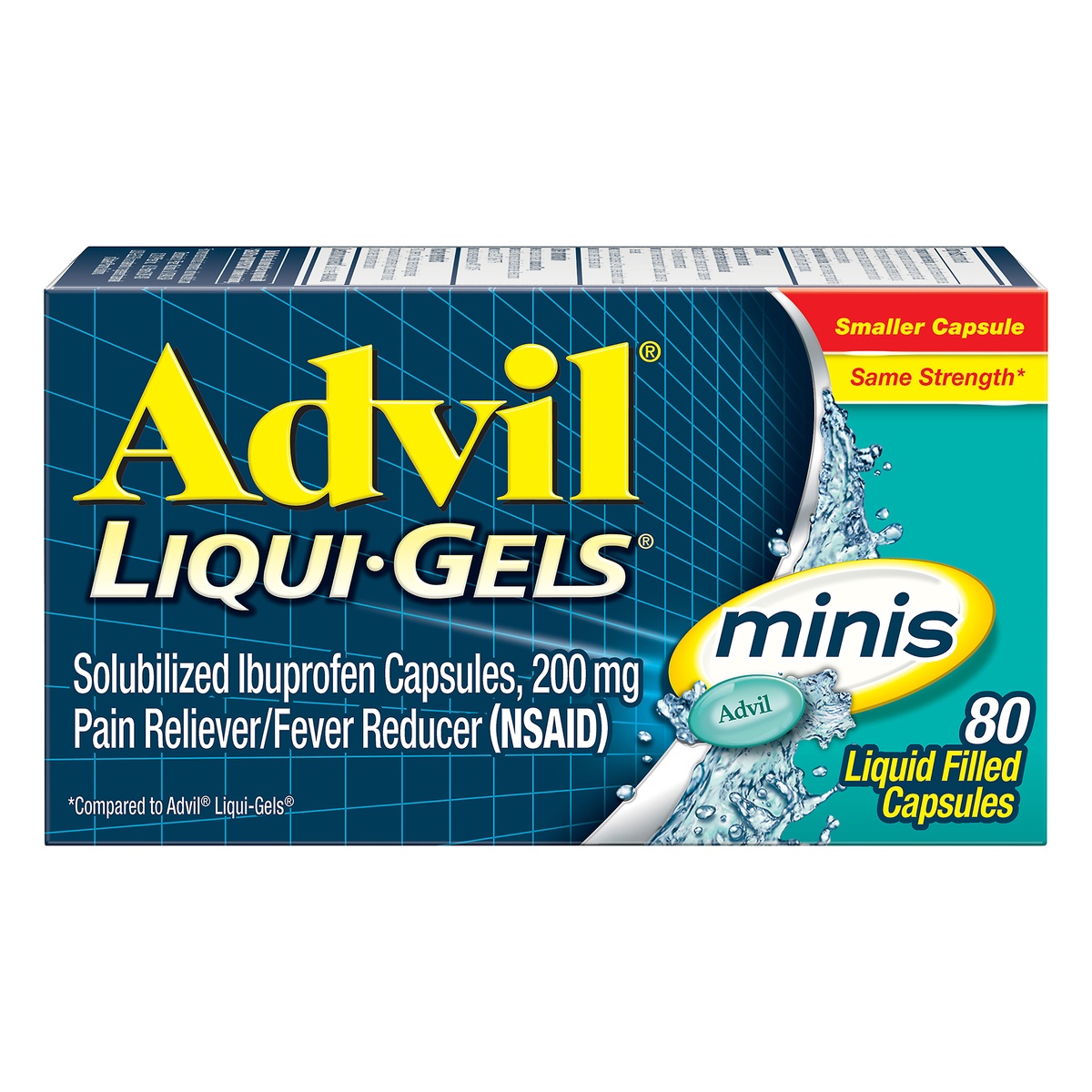 slide 1 of 7, Advil Liqui-Gel Minis Pain Reliever & Fever Reducer Gelcaps - Ibuprofen (NSAID), 80 ct