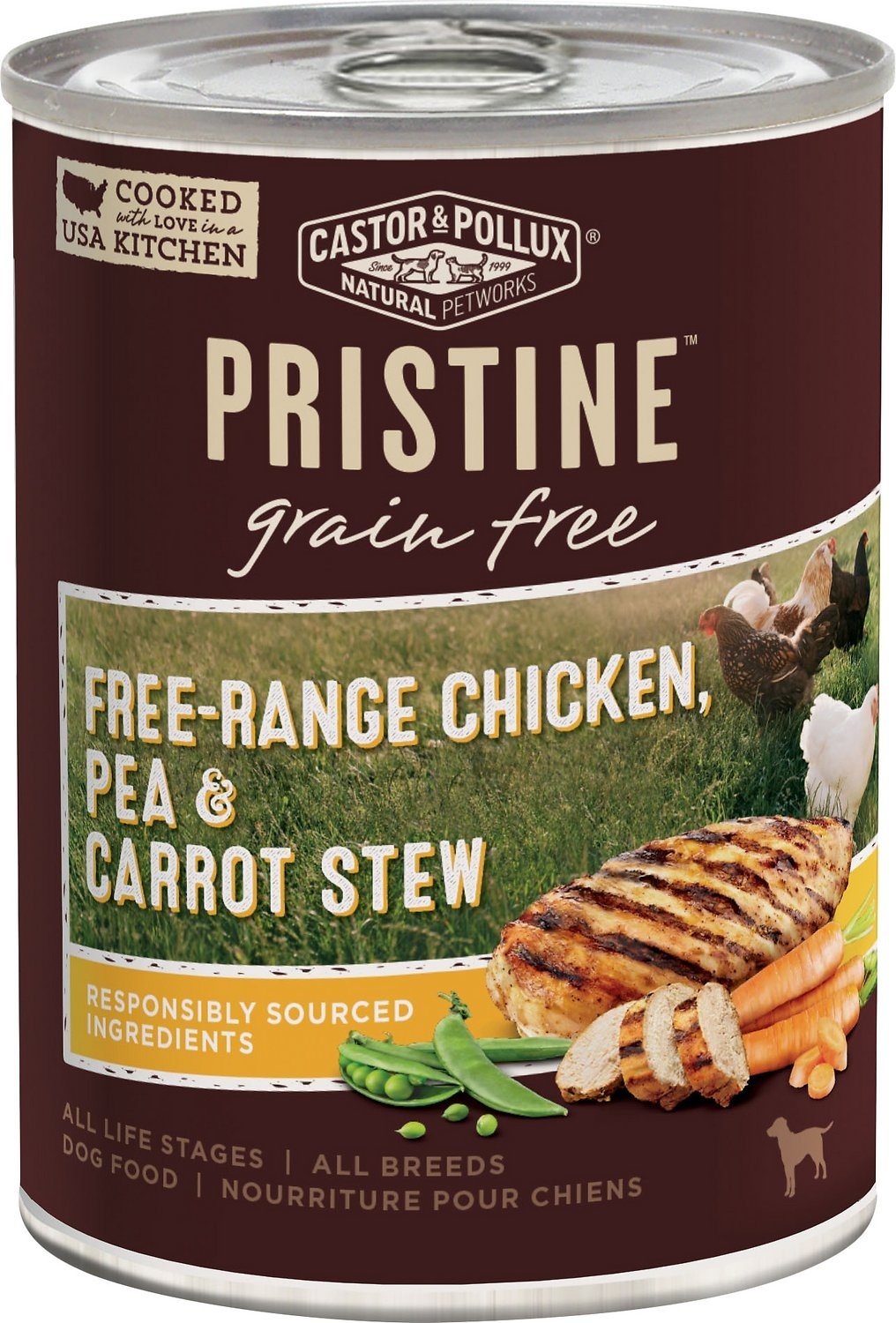 slide 1 of 1, Castor & Pollux Organic Chicken, Pea & Carrot Stew Dog Food, 12.7 oz