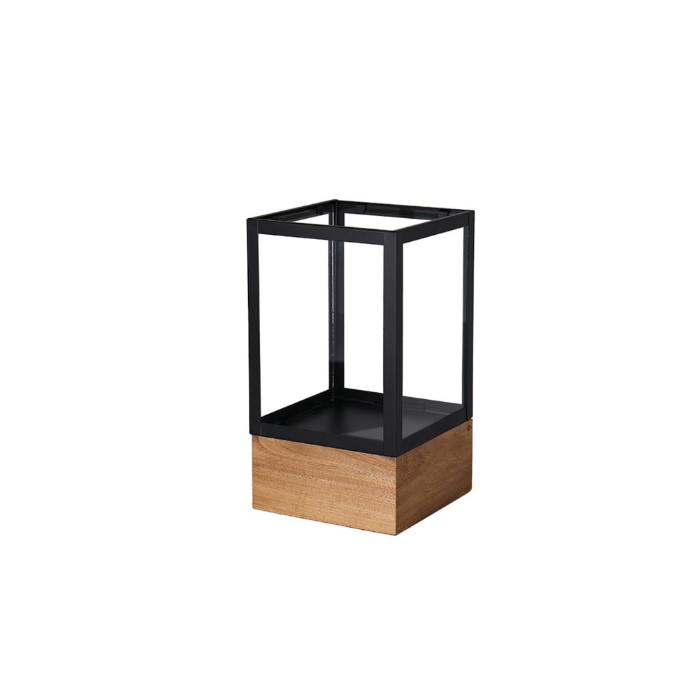 slide 1 of 1, Bambeco 14 in Metal Lantern w Wood Base, 1 ct