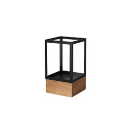 Bambeco 14 in Metal Lantern w Wood Base