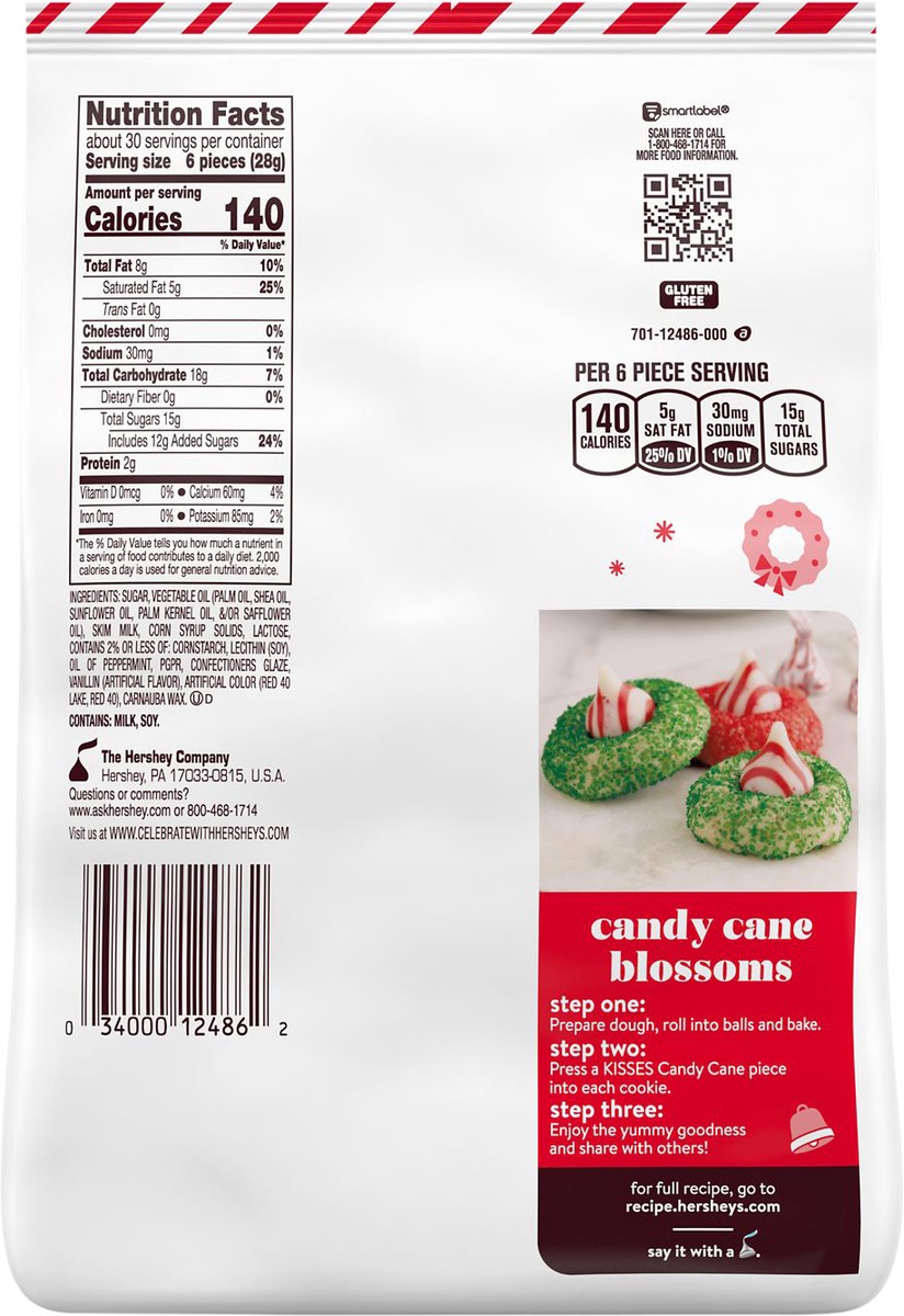 slide 2 of 4, Hershey's KISSES Candy Cane Flavored, Christmas Candy Bulk Bag, 30.1 oz, 30.10 oz