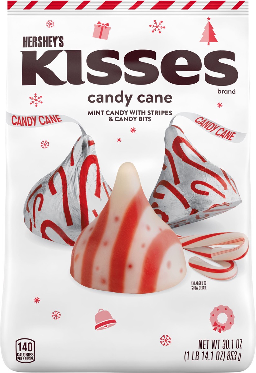 slide 3 of 4, Hershey's KISSES Candy Cane Flavored, Christmas Candy Bulk Bag, 30.1 oz, 30.10 oz