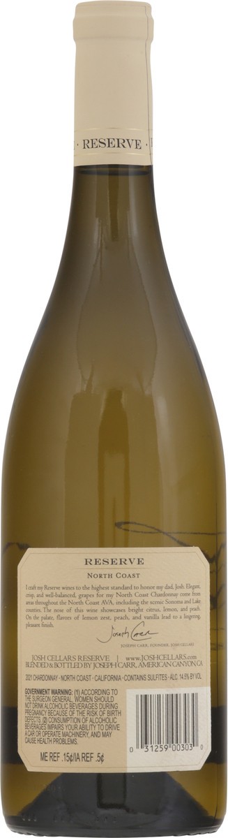 slide 10 of 12, Josh Cellars Reserve North Coast Chardonnay 750 ea, 750 ct