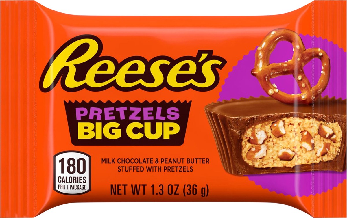 slide 2 of 6, Reese's Big Cup with Pretzels Milk Chocolate Peanut Butter Cups, Candy Pack, 1.3 oz, 1.3 oz