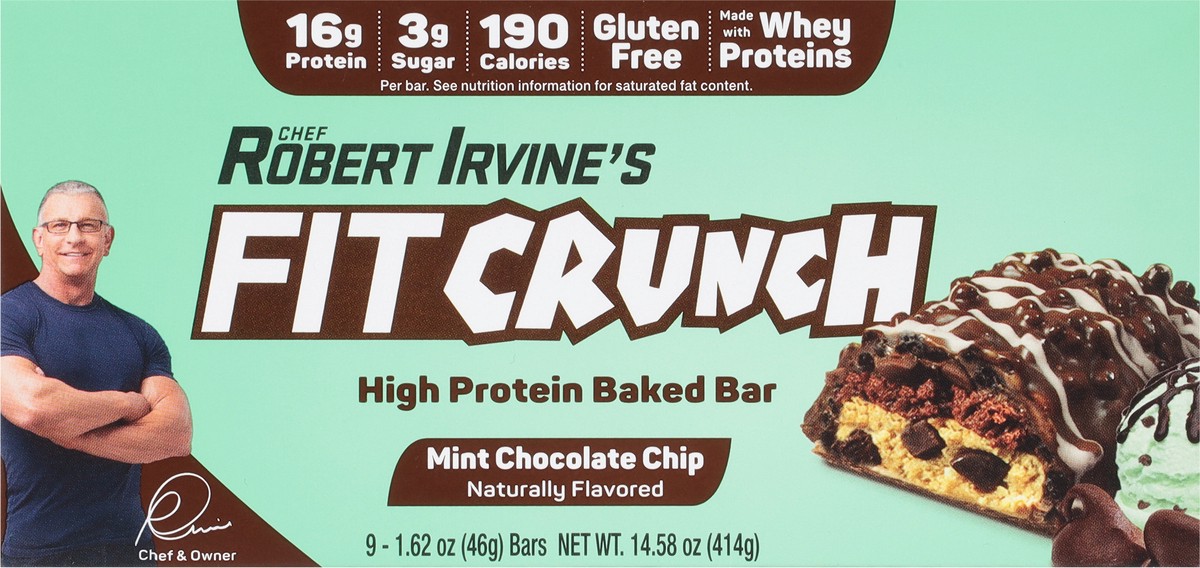 slide 12 of 13, Robert Irvine FitCrunch Mint Chocolate Chip Protein Bars 9 - 1.62 oz Bars, 9 ct