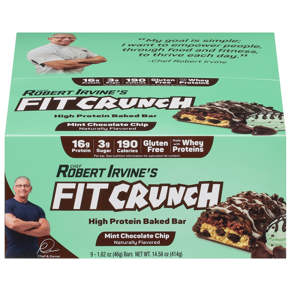 slide 9 of 13, Robert Irvine FitCrunch Mint Chocolate Chip Protein Bars 9 - 1.62 oz Bars, 9 ct