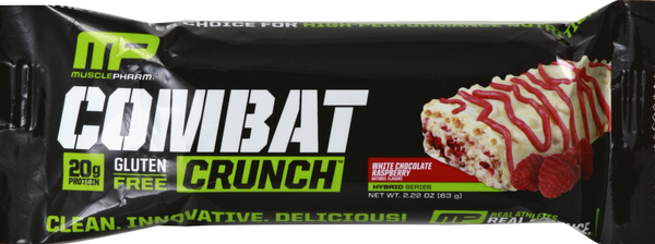 slide 1 of 1, MusclePharm Combat Crunch Bar White Chocolate Raspberry, 2.22 oz