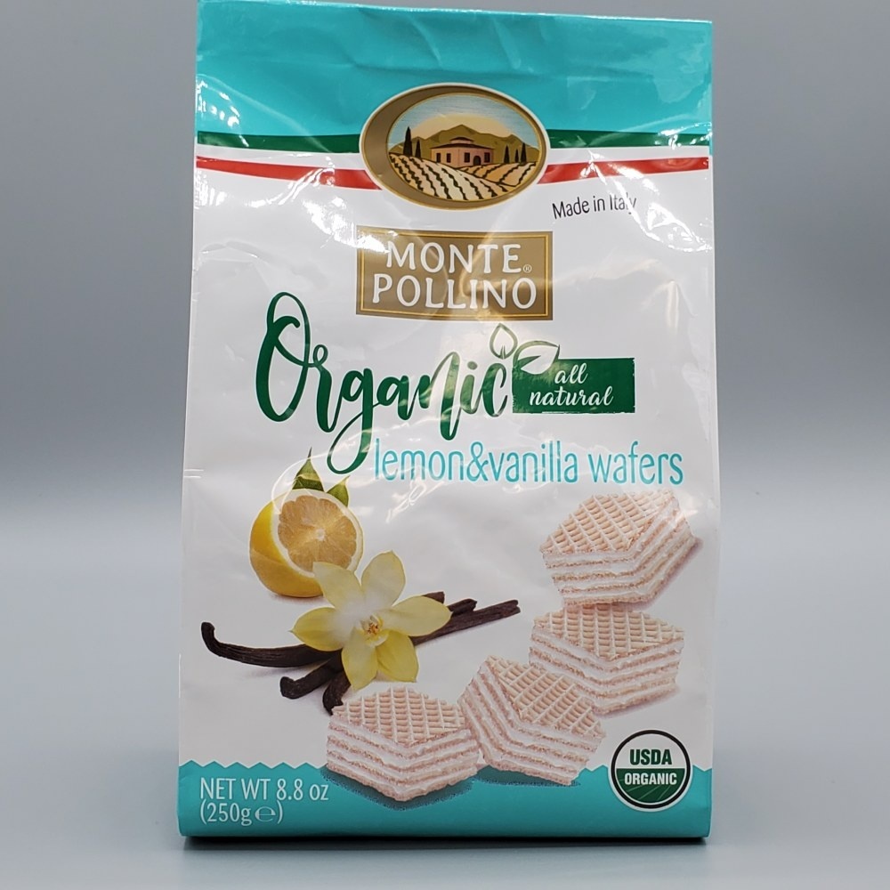 slide 1 of 1, Monte Pollino Wafers, Organic, Lemon & Vanilla - 8.8 oz, 8.8 oz